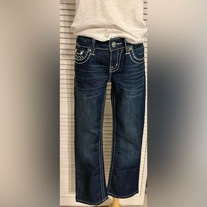 Miss Me Jeans Easy Boot Cut Jeans Womens Sz 25 Dark Wash Stretch Denim JE1065E5R